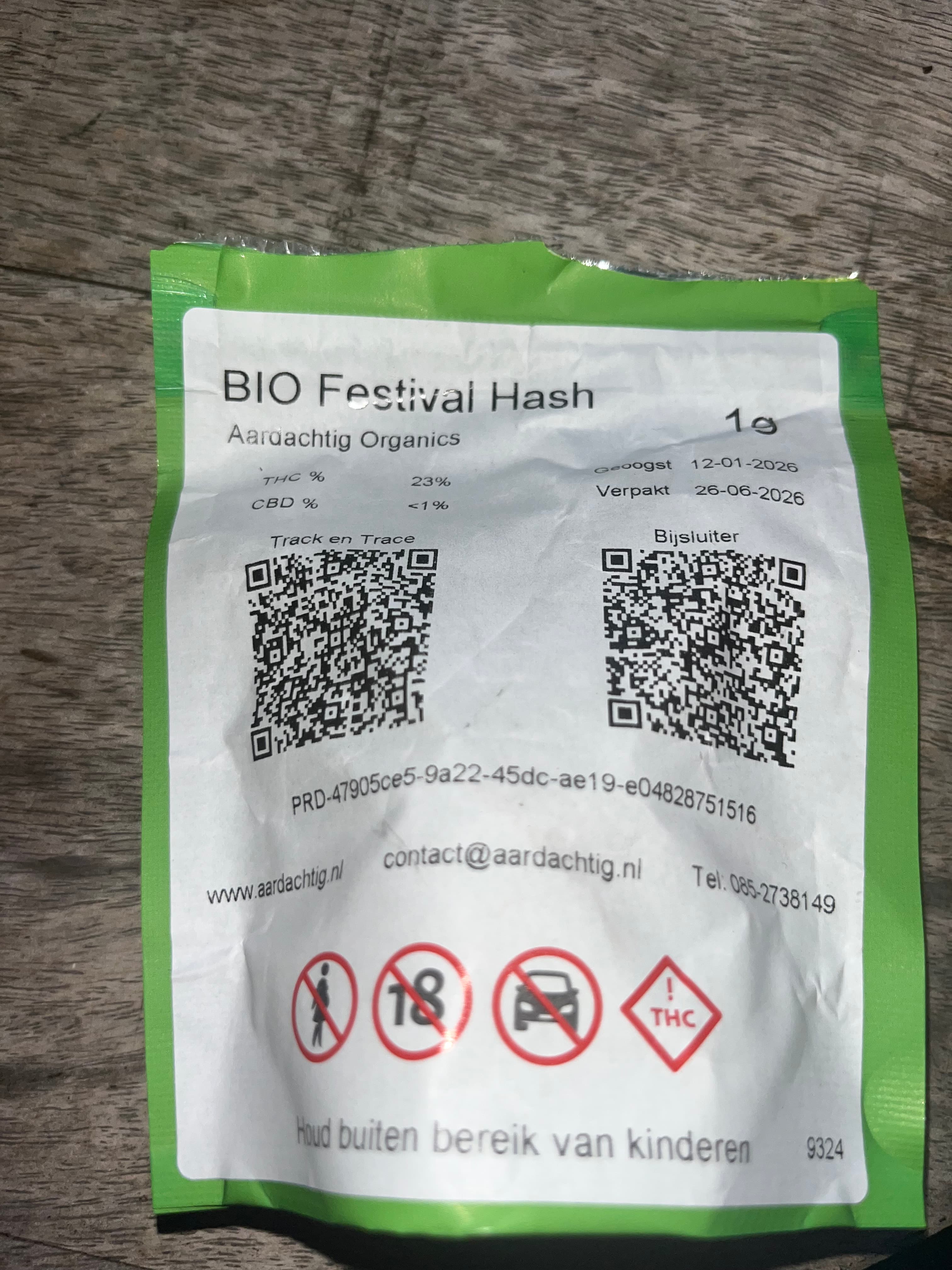 BIO Festival Hash wiet experiment packaging โ Aardachtig