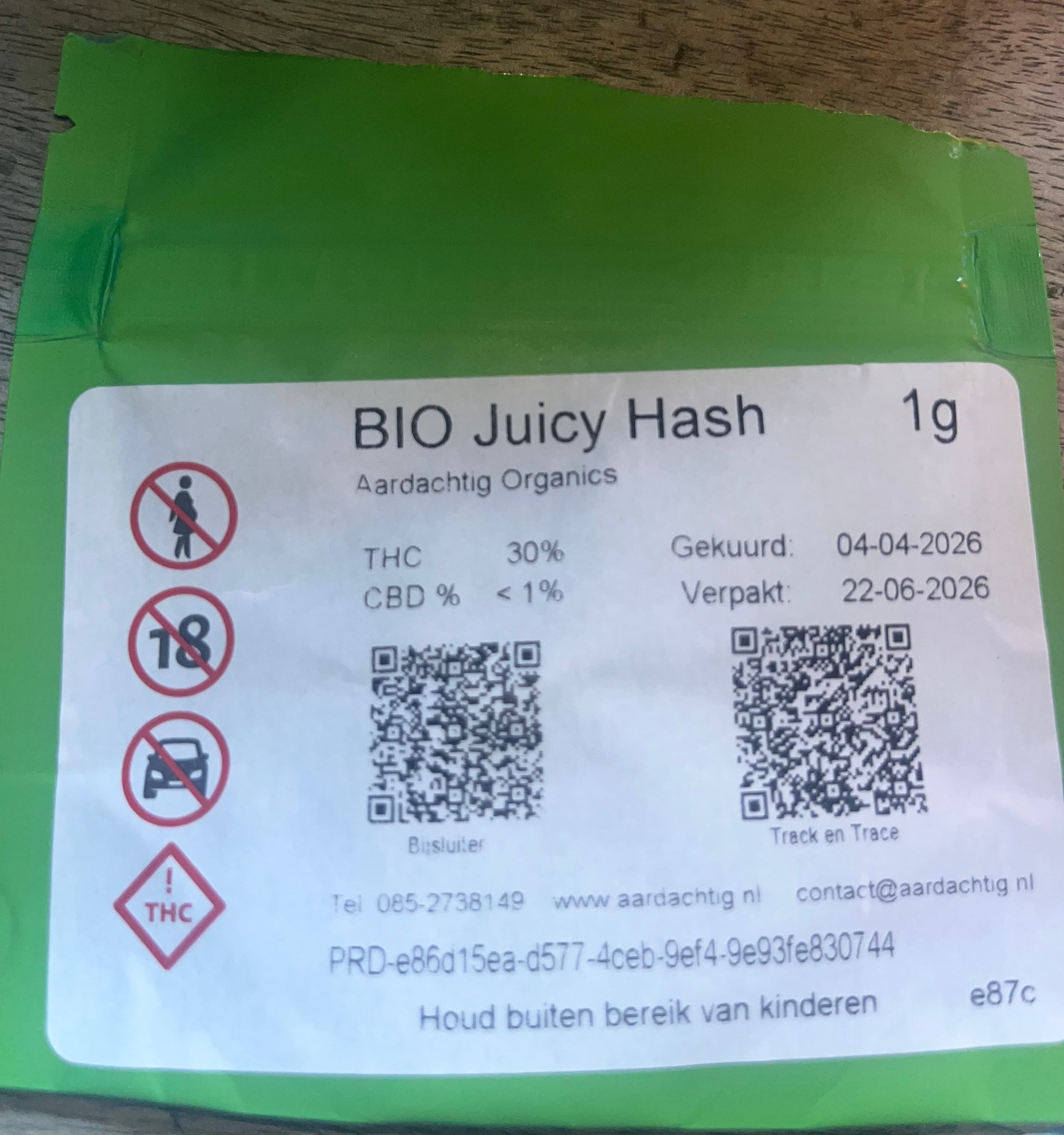 BIO Juicy Hash packaging